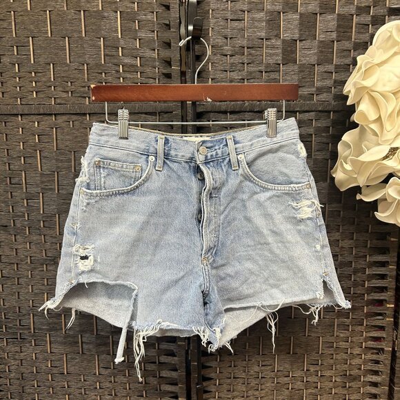 Agolde Dee Denim High Rise Distressed Jean Shorts Size 28 - Picture 1 of 8